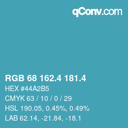 カラーコード: RGB 68 162.4 181.4 | qconv.com