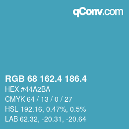 カラーコード: RGB 68 162.4 186.4 | qconv.com