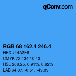 カラーコード: RGB 68 162.4 246.4 | qconv.com