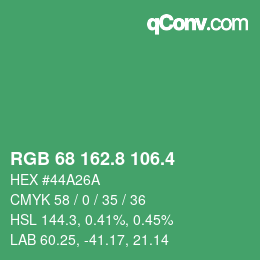 カラーコード: RGB 68 162.8 106.4 | qconv.com