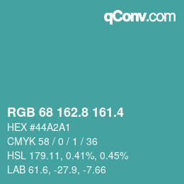 カラーコード: RGB 68 162.8 161.4 | qconv.com