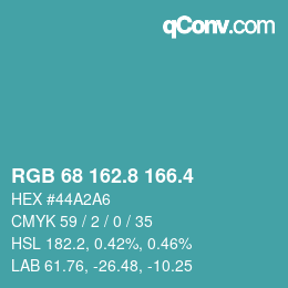 カラーコード: RGB 68 162.8 166.4 | qconv.com