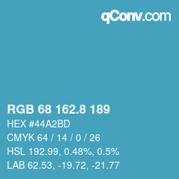 カラーコード: RGB 68 162.8 189 | qconv.com