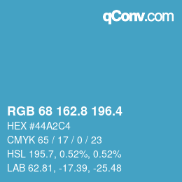 カラーコード: RGB 68 162.8 196.4 | qconv.com