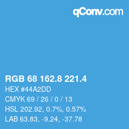 カラーコード: RGB 68 162.8 221.4 | qconv.com