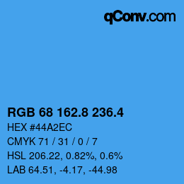 カラーコード: RGB 68 162.8 236.4 | qconv.com