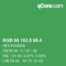 カラーコード: RGB 68 162.8 86.4 | qconv.com