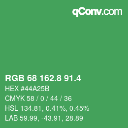 カラーコード: RGB 68 162.8 91.4 | qconv.com