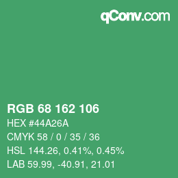 Color code: RGB 68 162 106 | qconv.com