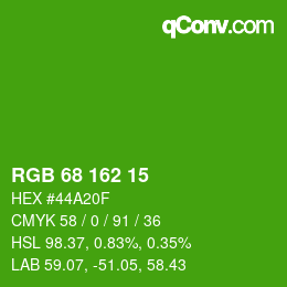 Color code: RGB 68 162 15 | qconv.com