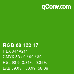 Color code: RGB 68 162 17 | qconv.com