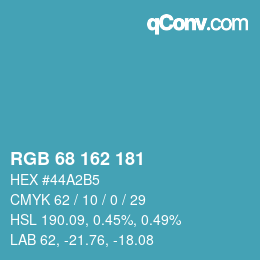Color code: RGB 68 162 181 | qconv.com
