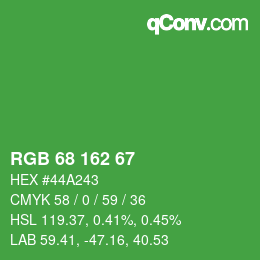 Color code: RGB 68 162 67 | qconv.com