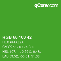 カラーコード: RGB 68 163 42 | qconv.com