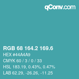 カラーコード: RGB 68 164.2 169.6 | qconv.com
