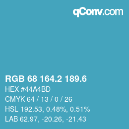 カラーコード: RGB 68 164.2 189.6 | qconv.com