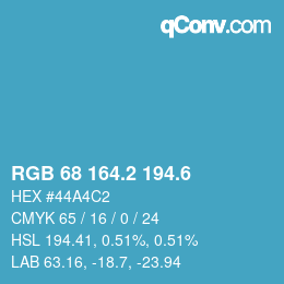カラーコード: RGB 68 164.2 194.6 | qconv.com