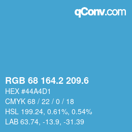 カラーコード: RGB 68 164.2 209.6 | qconv.com