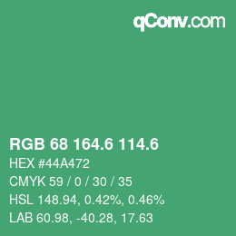 カラーコード: RGB 68 164.6 114.6 | qconv.com