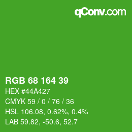 カラーコード: RGB 68 164 39 | qconv.com