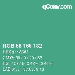 Farbcode: RGB 68 166 132 | qconv.com