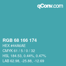 Color code: RGB 68 166 174 | qconv.com