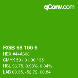 Color code: RGB 68 166 6 | qconv.com