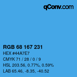 Color code: RGB 68 167 231 | qconv.com