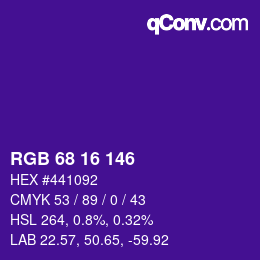 カラーコード: RGB 68 16 146 | qconv.com