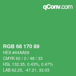 Code couleur: RGB 68 170 89 | qconv.com