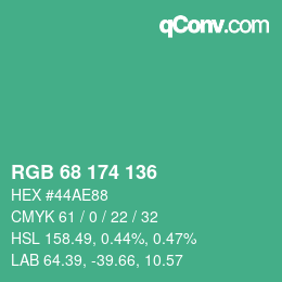 Color code: RGB 68 174 136 | qconv.com