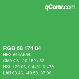 Color code: RGB 68 174 84 | qconv.com
