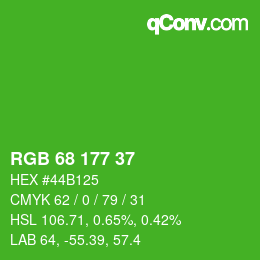 Color code: RGB 68 177 37 | qconv.com