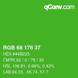Color code: RGB 68 178 37 | qconv.com