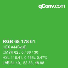 Farbcode: RGB 68 178 61 | qconv.com
