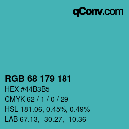 Color code: RGB 68 179 181 | qconv.com