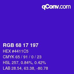 颜色代码: RGB 68 17 197 | qconv.com