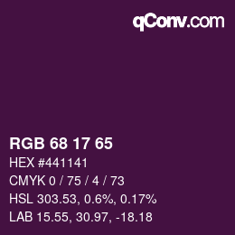 Color code: RGB 68 17 65 | qconv.com