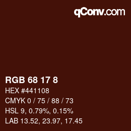 Color code: RGB 68 17 8 | qconv.com