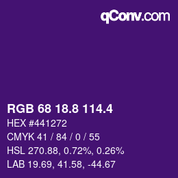 カラーコード: RGB 68 18.8 114.4 | qconv.com