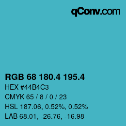 カラーコード: RGB 68 180.4 195.4 | qconv.com