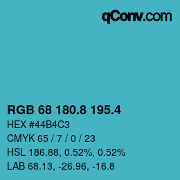 カラーコード: RGB 68 180.8 195.4 | qconv.com