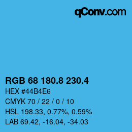 カラーコード: RGB 68 180.8 230.4 | qconv.com