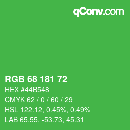 Color code: RGB 68 181 72 | qconv.com
