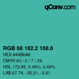 カラーコード: RGB 68 182.2 168.6 | qconv.com