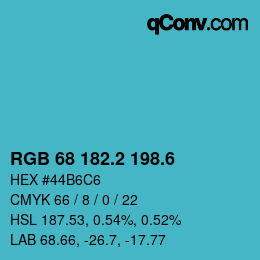 カラーコード: RGB 68 182.2 198.6 | qconv.com