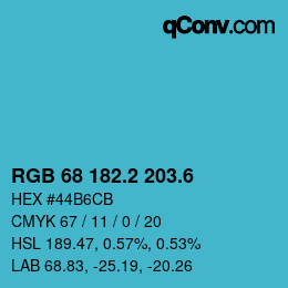 カラーコード: RGB 68 182.2 203.6 | qconv.com