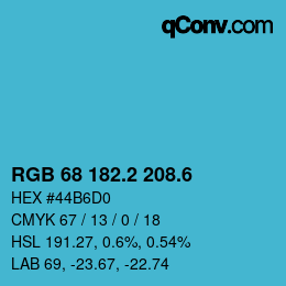 カラーコード: RGB 68 182.2 208.6 | qconv.com