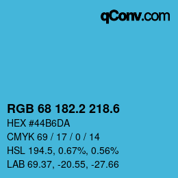 カラーコード: RGB 68 182.2 218.6 | qconv.com
