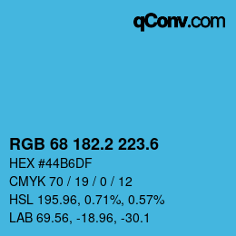 カラーコード: RGB 68 182.2 223.6 | qconv.com